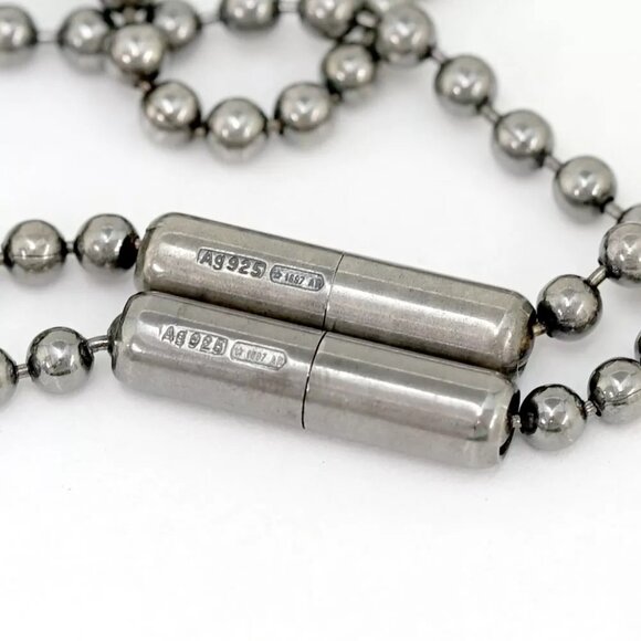 GUCCI Double dog tags ball chain Necklace 23" Silver 925 Auth w/Box #20240 - Picture 4 of 11